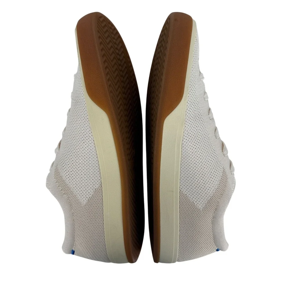 Rothy's The Lace Up Sneaker Bone White Knit Gum Sole Womens 9 Low Top Lace Up